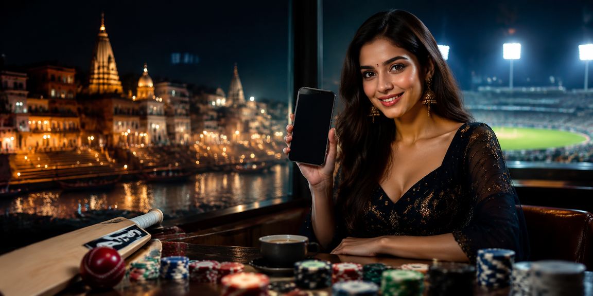 An Indian player checking cricket promotions on mobile from Varanasi